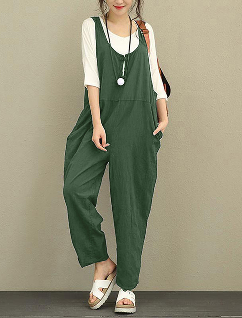 Loose-Fit Sleeveless Overalls