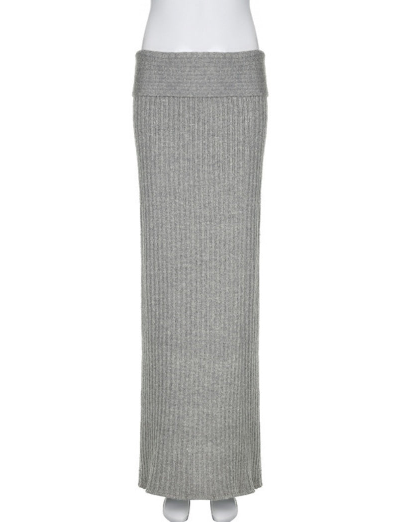 High-Rise Ribbed Maxi Skirt