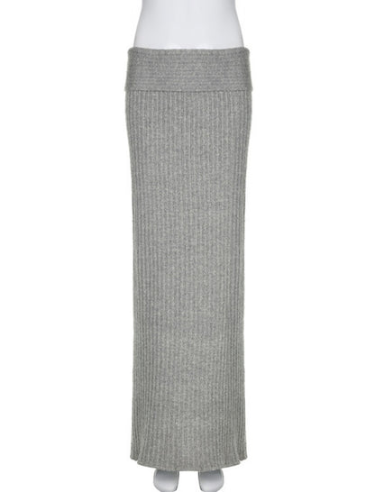 High-Rise Ribbed Maxi Skirt