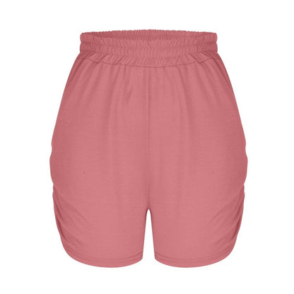 Casual High-Waisted Shorts with Side Ruching