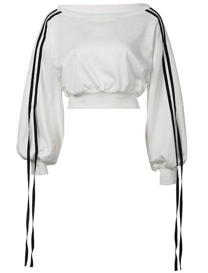 Color-Blocked Drawstring Waist Off-Shoulder Hoodie and Pants Set