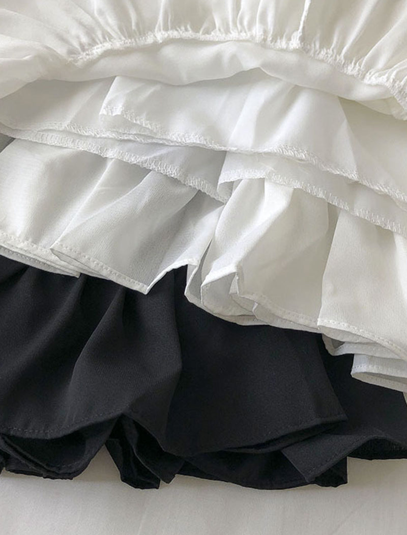 Elastic Waist Patchwork Skirt