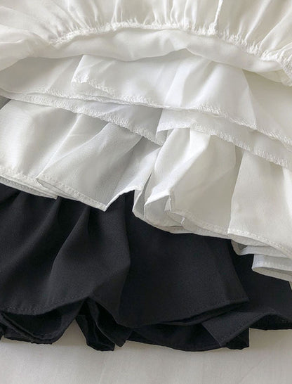 Elastic Waist Patchwork Skirt