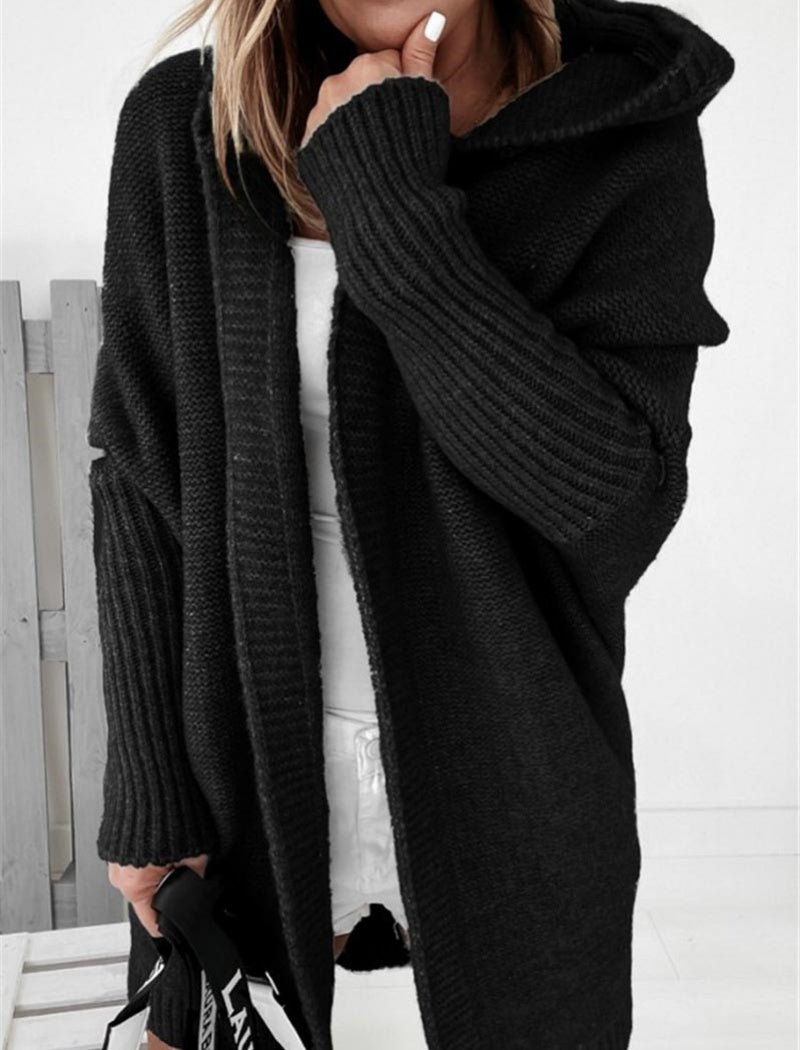 Oversized Knit Hooded Cardigan