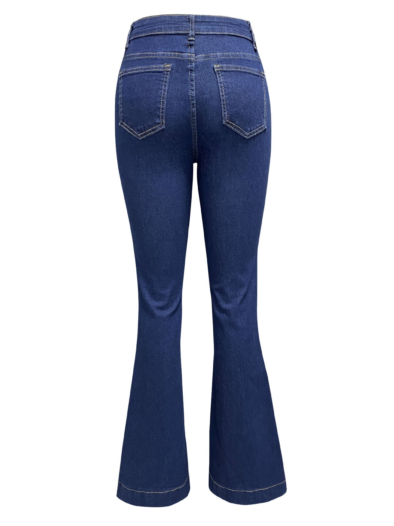 High-Rise Buttoned Flare Jeans