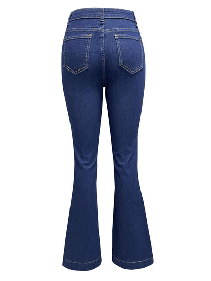 High-Rise Buttoned Flare Jeans