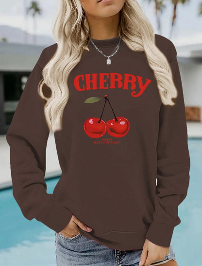 Cherry Print Crewneck Pullover
