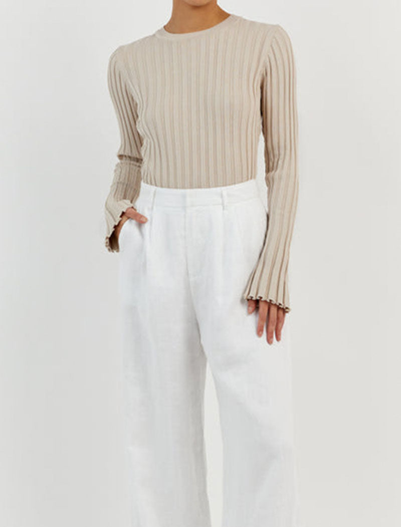 Bell Sleeve Ribbed Knit Top