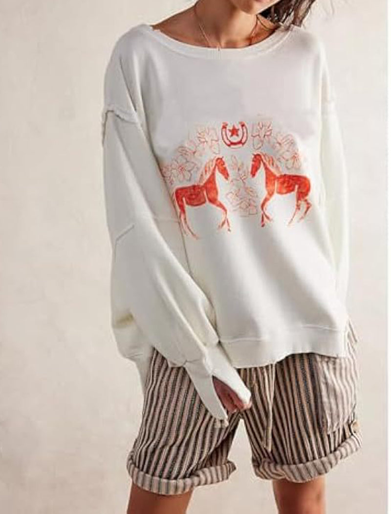 Oversized Graphic Print Top