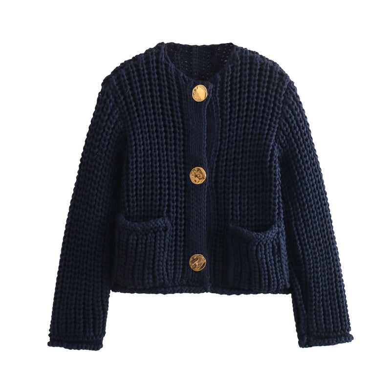 Chunky Knit Button-Down Cardigan