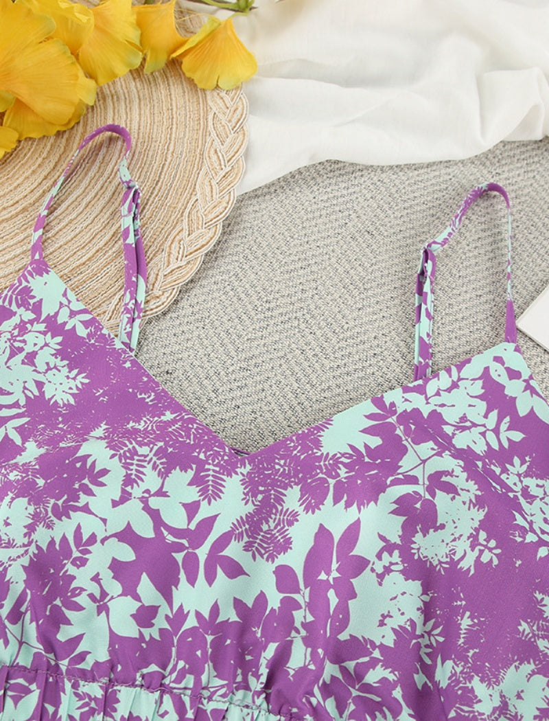 Floral Printed Matching Set with Wide-Leg Pants