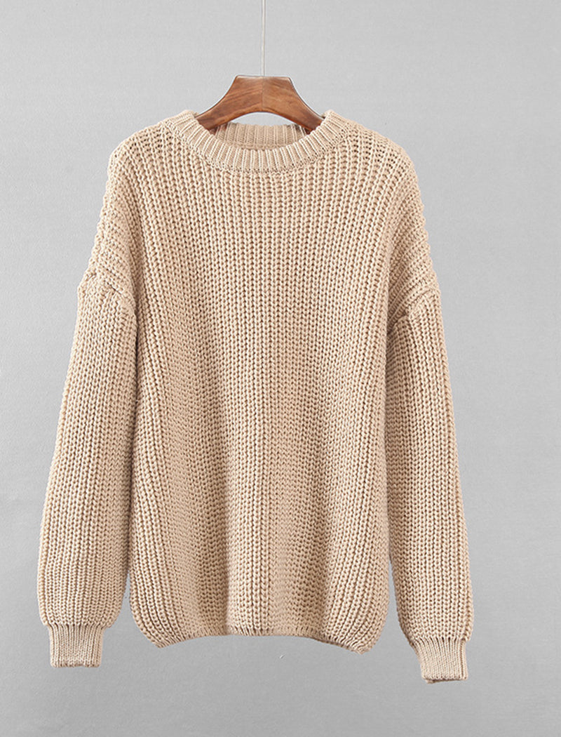 Casual Knit Long Sleeve Round Neck Sweater