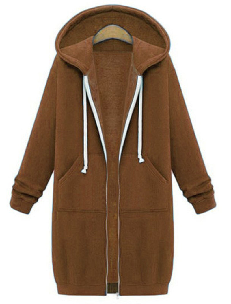 Hooded Long-Sleeve Mid-Length Coat