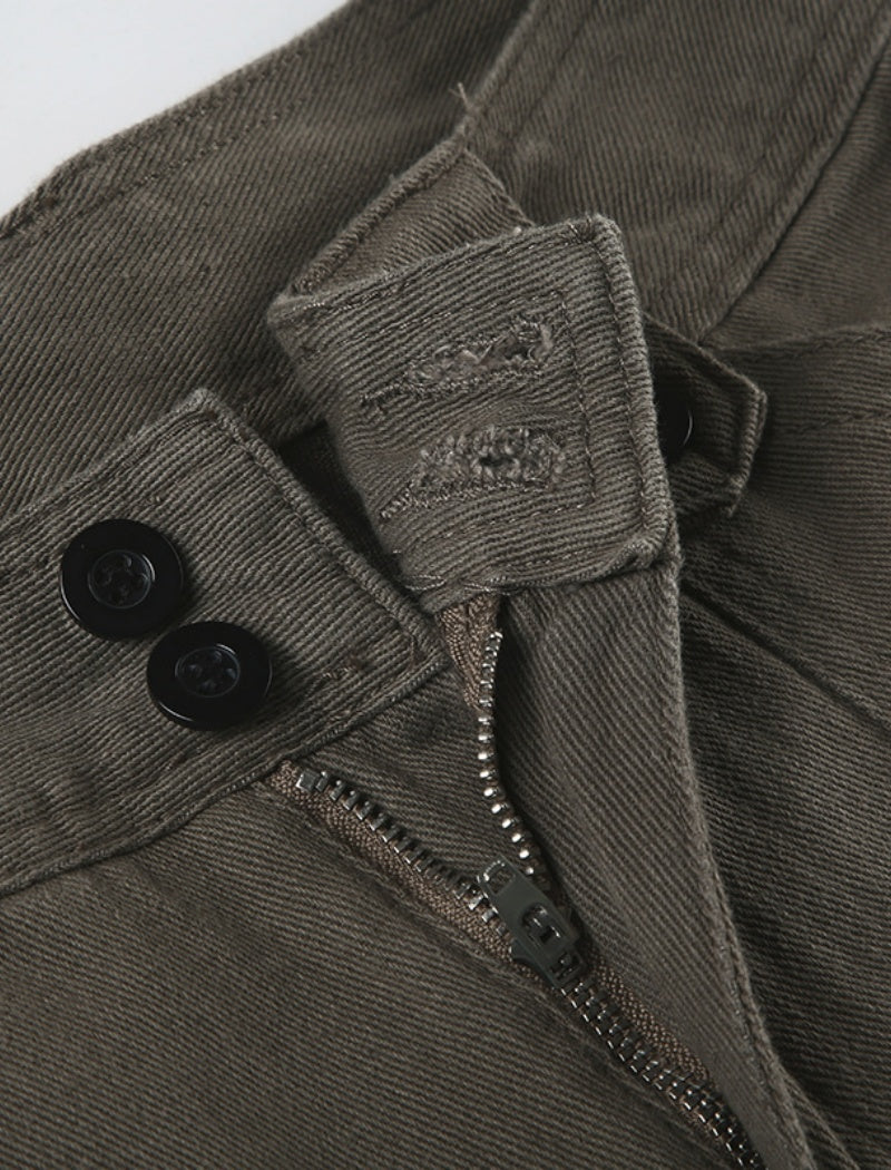 Buttoned Wide-Leg Jeans