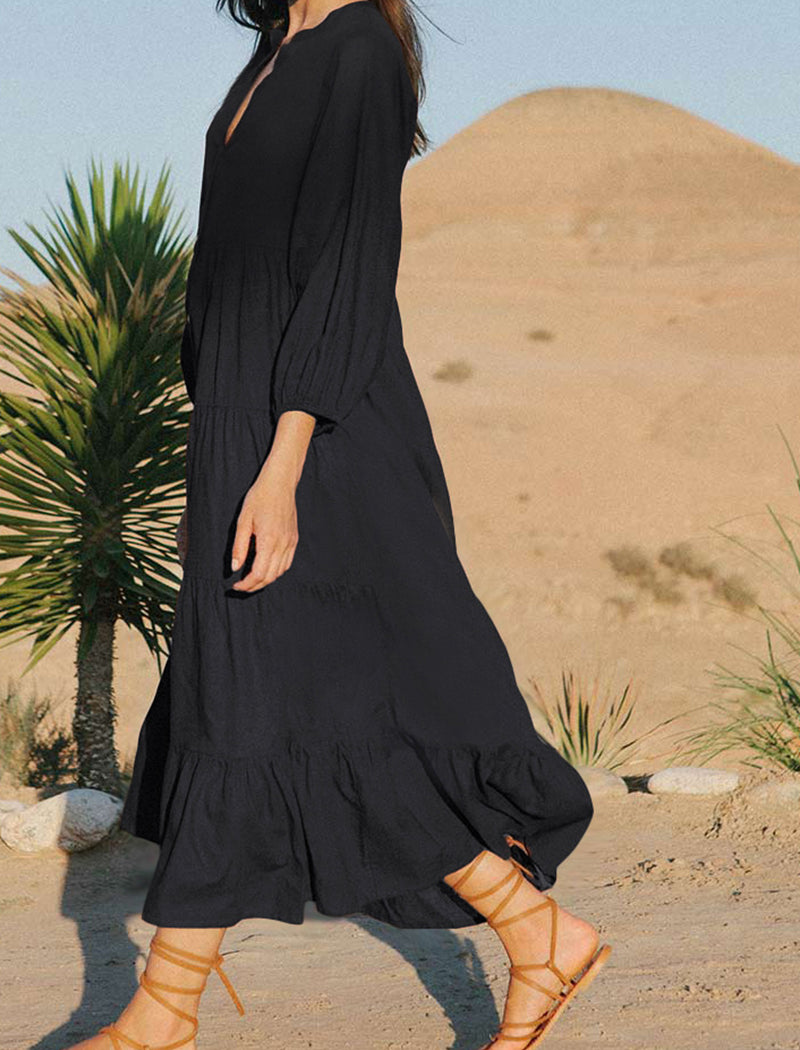 Button-Down Tiered Maxi Dress