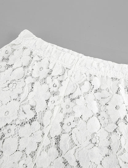 Sheer Floral Lace High-Waisted Pants