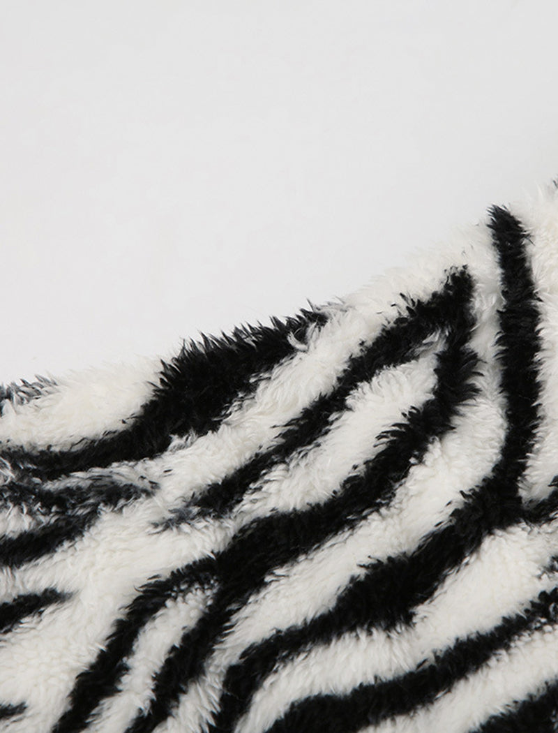 Zebra Faux Fur Mini Skirt