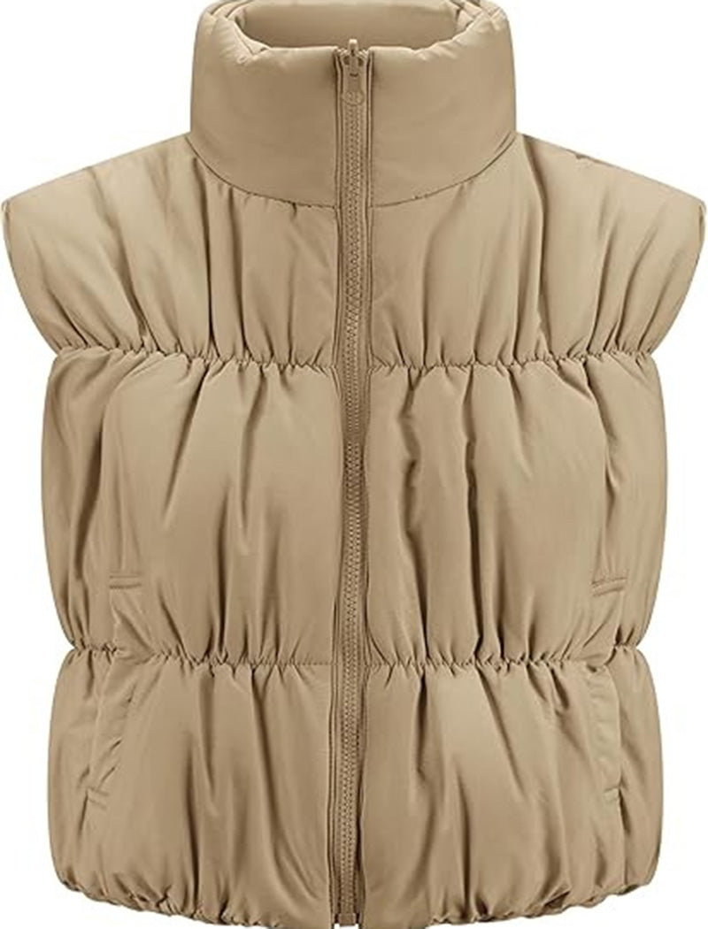 Padded Zip-Up Cropped Vest