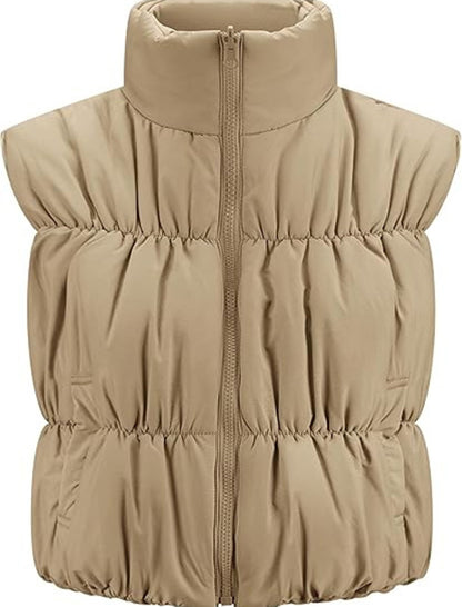 Padded Zip-Up Cropped Vest