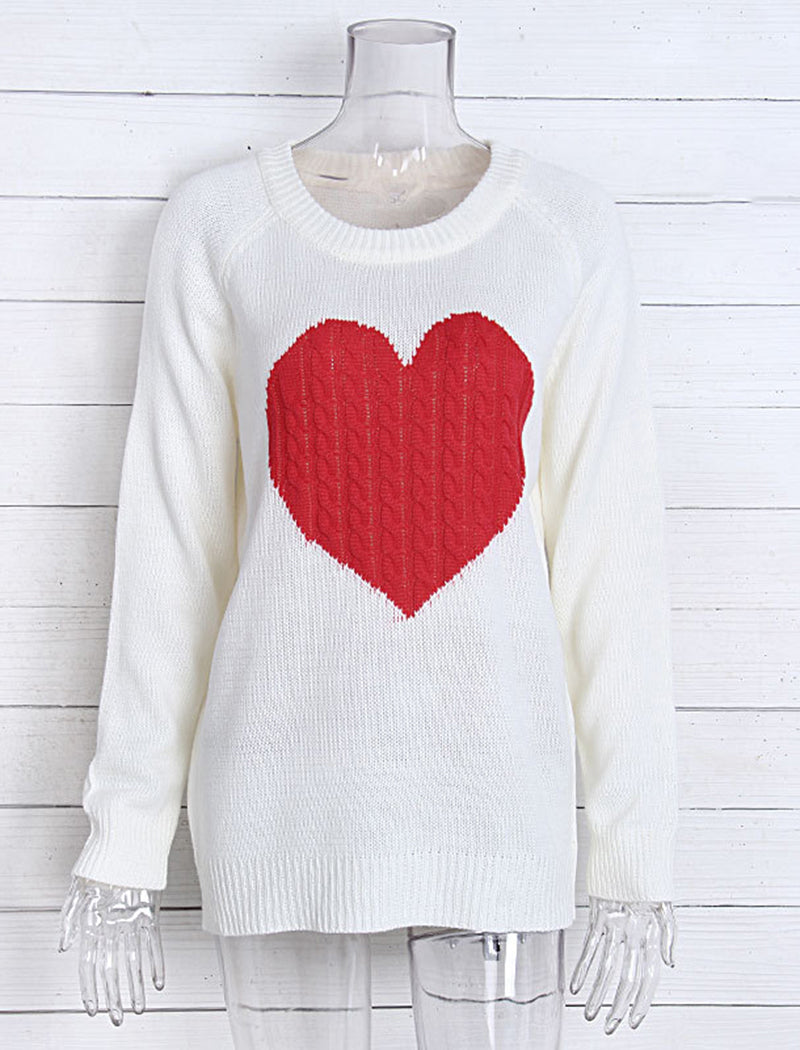 Knit Sweater with Heart Pattern