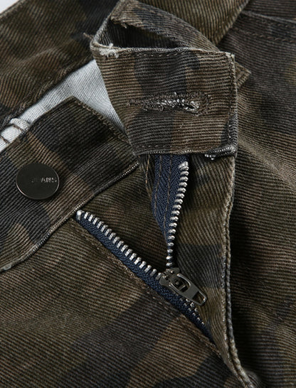 Camouflage Multi-pocket Relaxed-fit Jeans