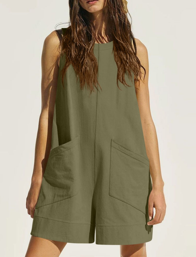 Sleeveless Pocketed Relaxed Romper