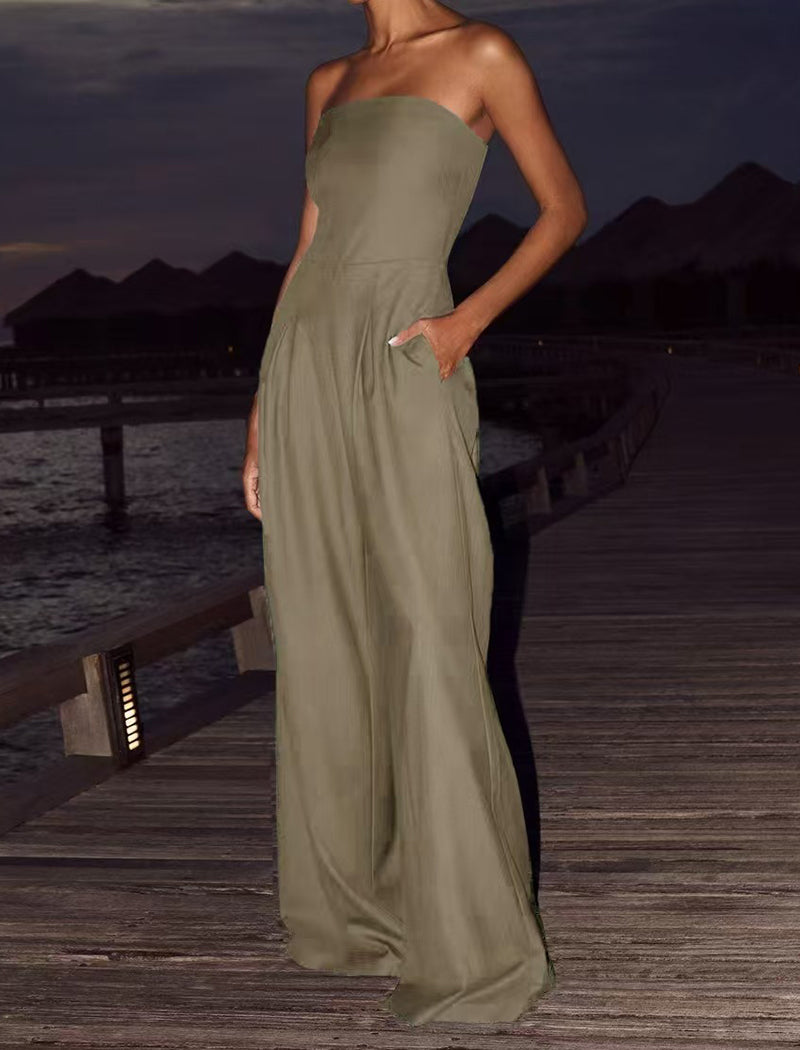 Slim-fit Wrap-style Solid Jumpsuit