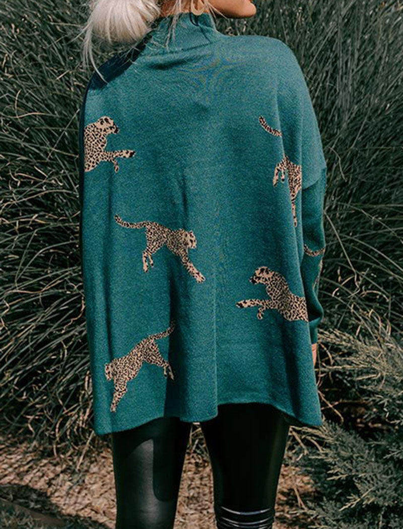 Leopard Sweater Poncho