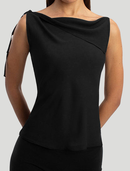 Asymmetrical Tie-Shoulder Sleeveless Top