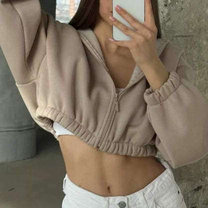 Long Sleeve Crop Zip Hoodie