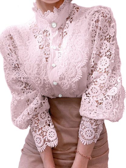 Lace Puff-Sleeve Blouse