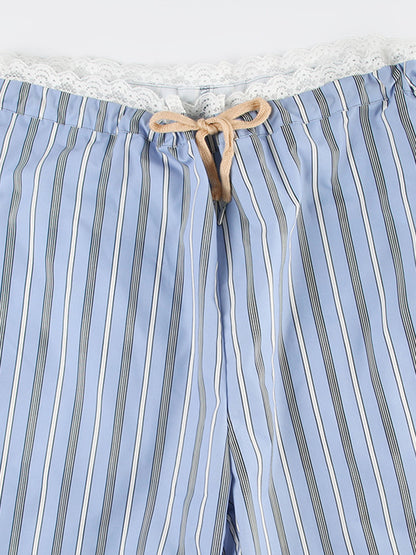 Drawstring Striped Wide-Leg Pants