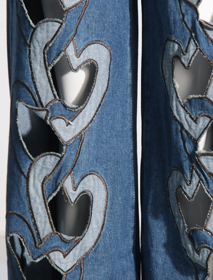 Cutout Heart-Detail Denim Jeans