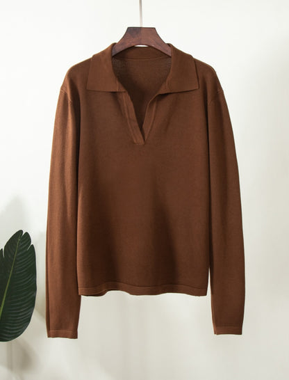 V-Neck Long-Sleeve Polo Shirt