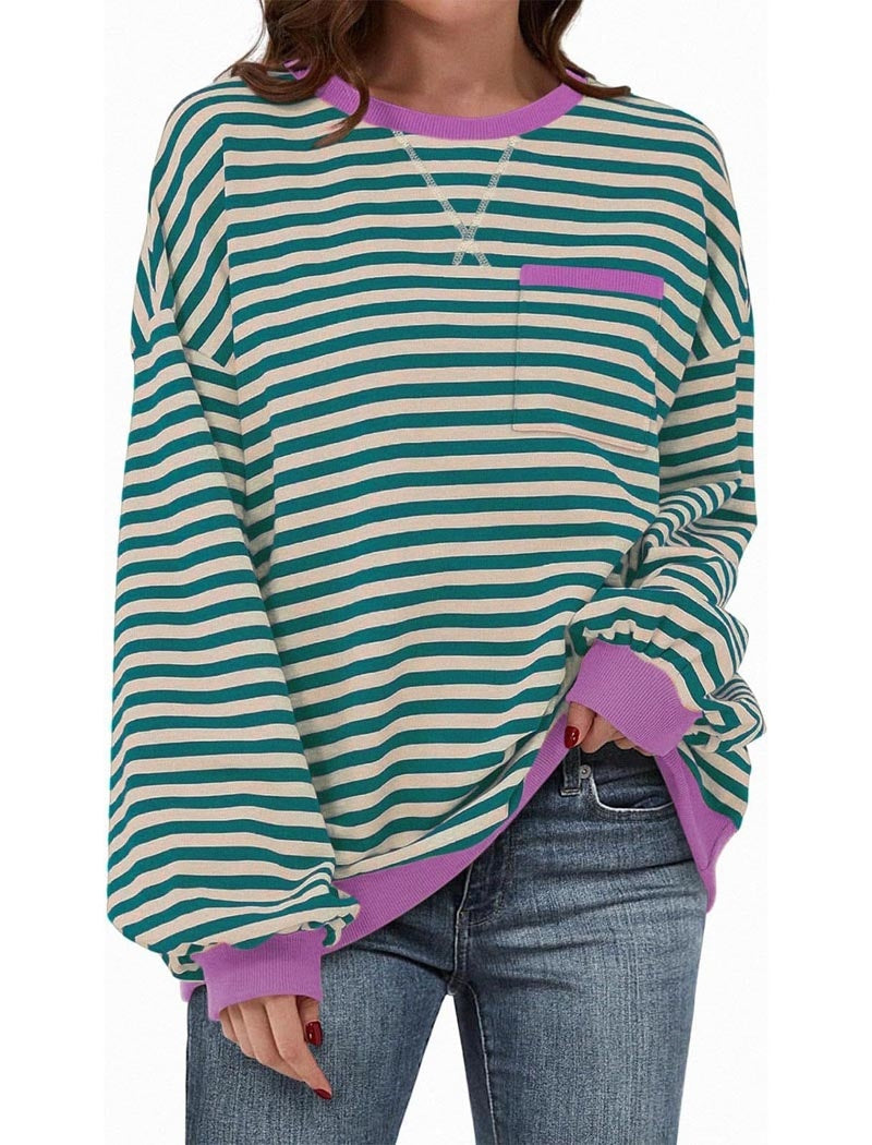 Striped Oversized Long Sleeve Top