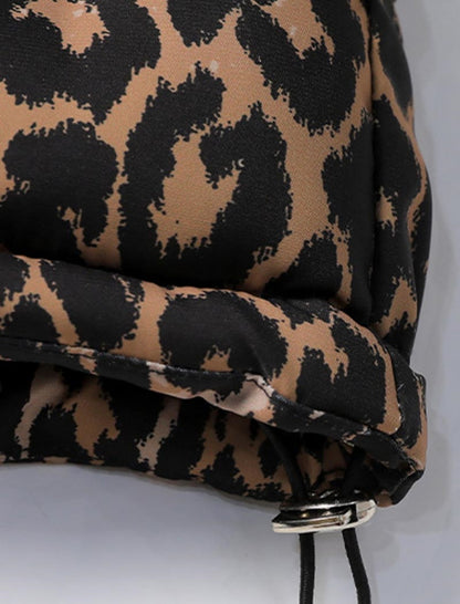 Sleeveless Leopard Print Puffer Vest