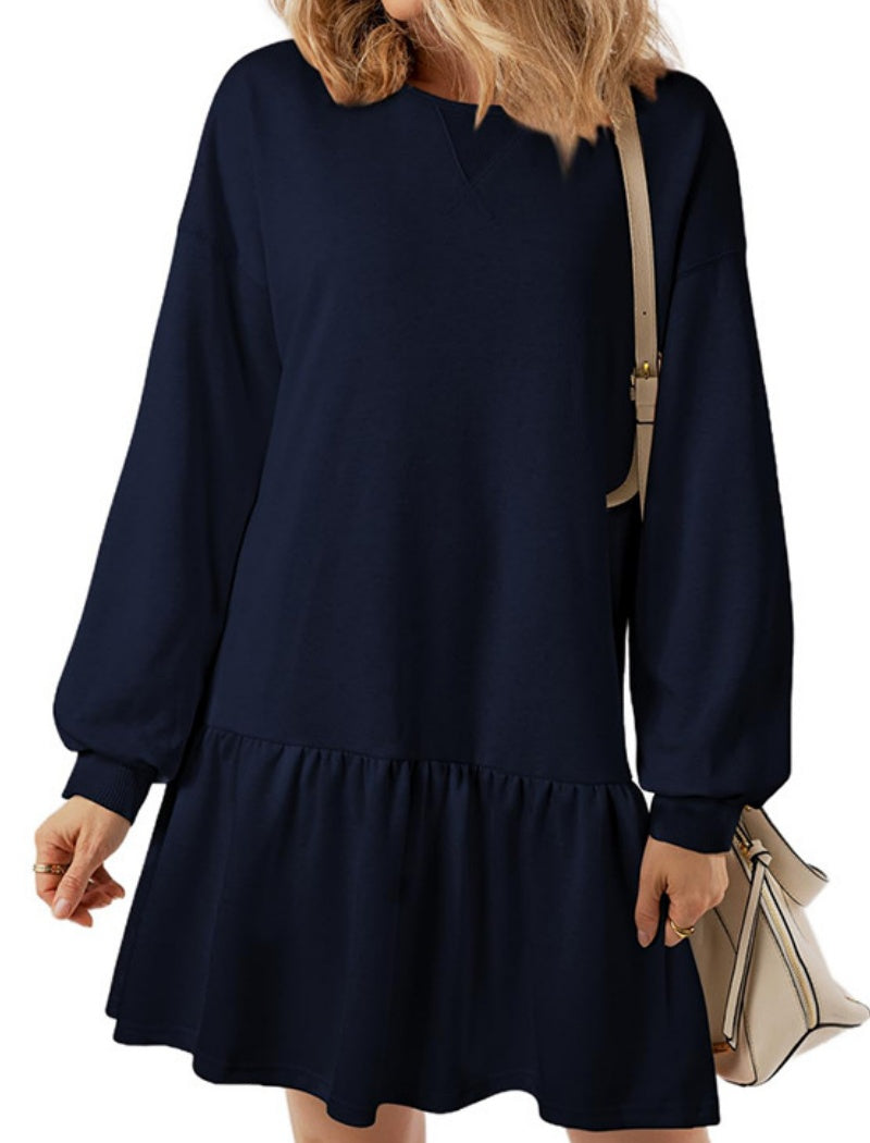 Drop Waist Long-Sleeve Casual Dress