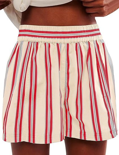 Striped High-Waist Casual Shorts