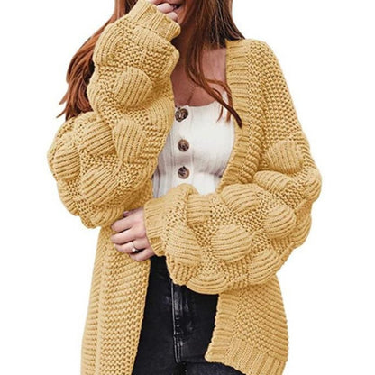 Bubble Sleeve Chunky Cardigan