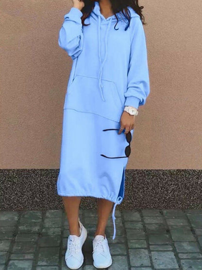 Drawstring Hoodie Midi Dress