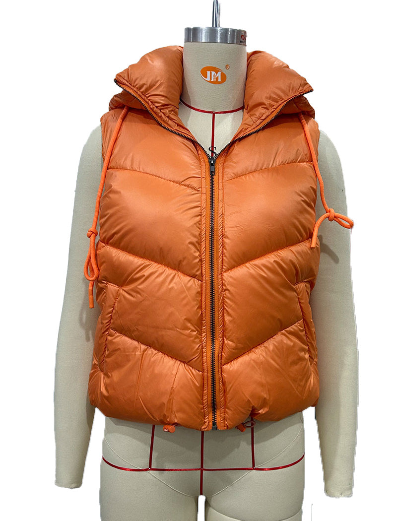 Sleeveless Puffer Vest with High Collar