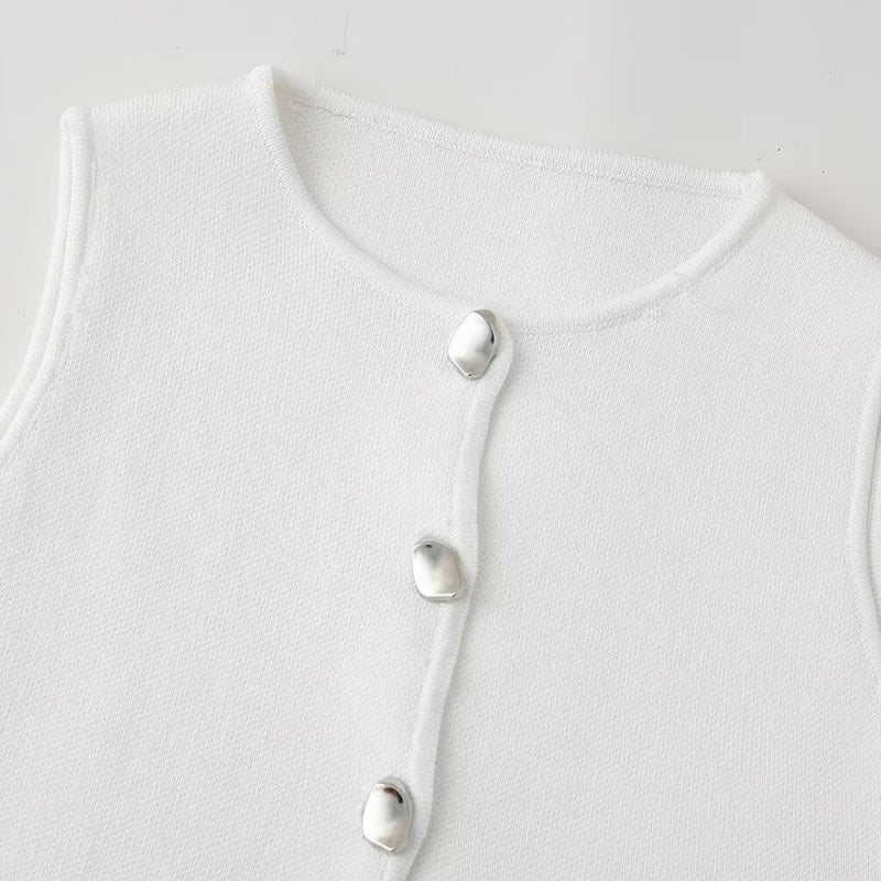 Sleeveless Button-Up Vest in Pastel Colors