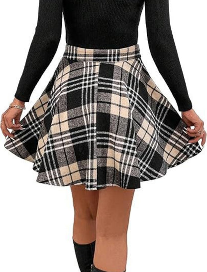 Plaid Patchwork A-Line Skirt