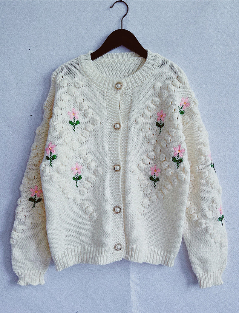 Floral Hand-Knit Cardigan