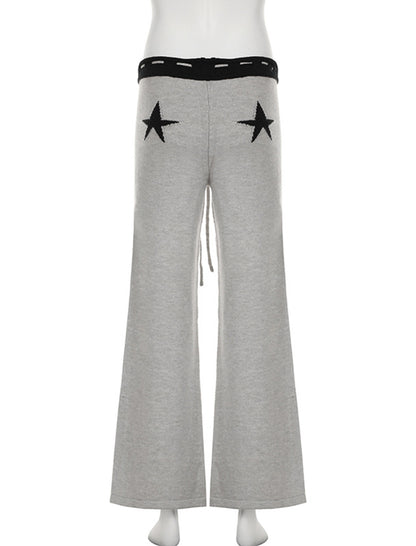 Drawstring Knit Flare Pants
