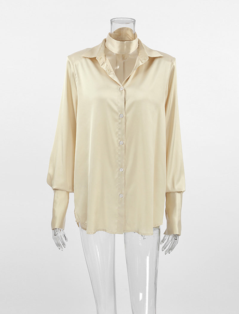 Tie-Front Satin Shirt