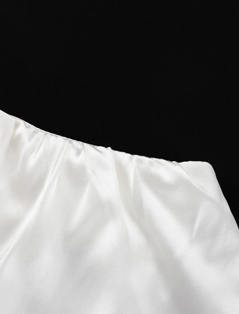 Satin Bubble Skirt with Elastic Waist