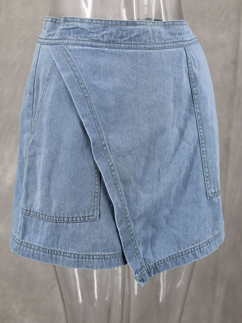 Denim Crop Top and Skort Set