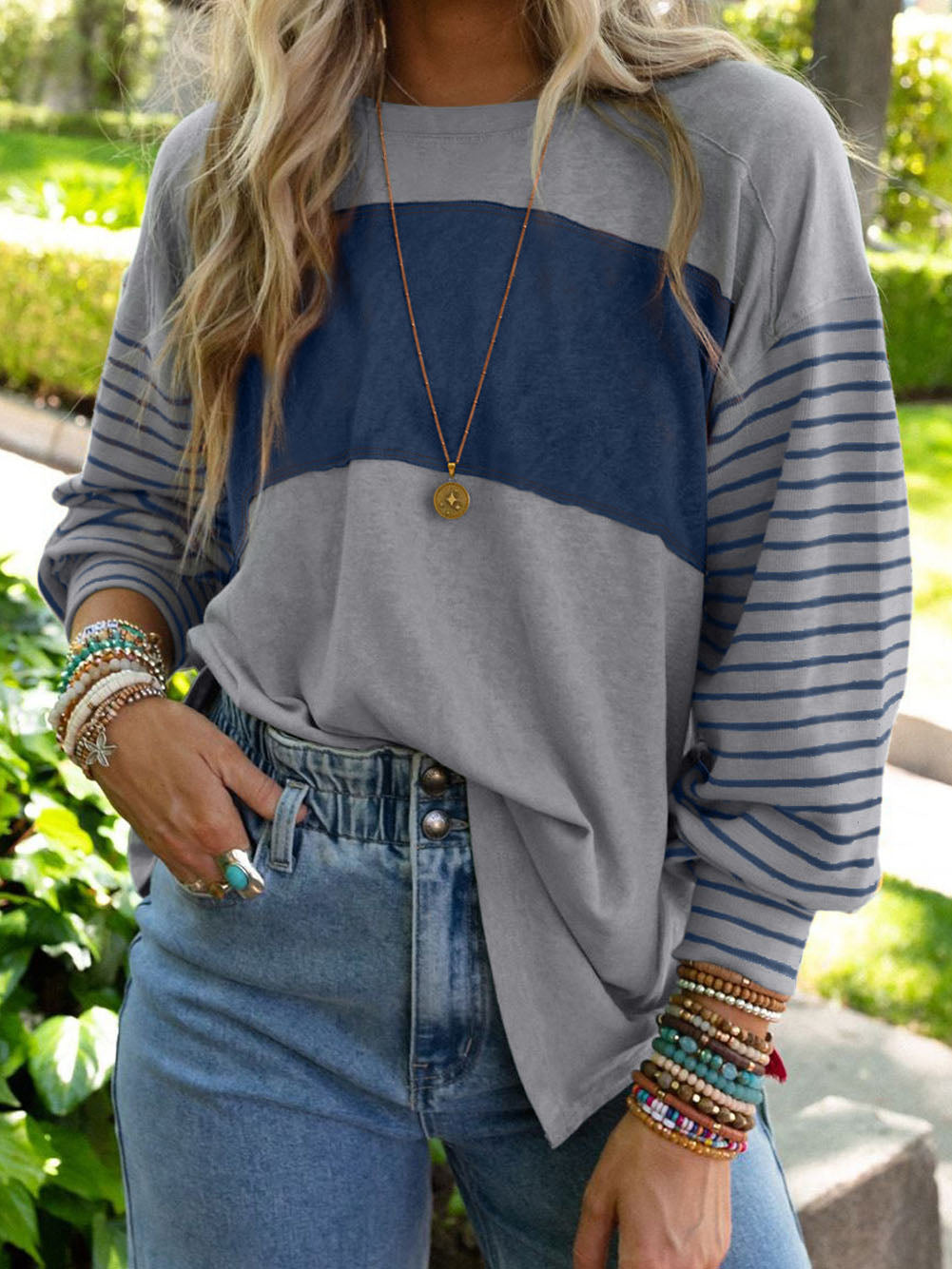 Colorblock Long-Sleeve Top