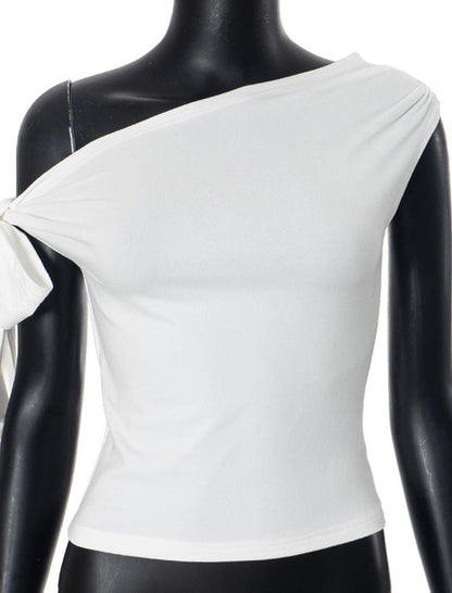 One-Shoulder Top with Tie Detail